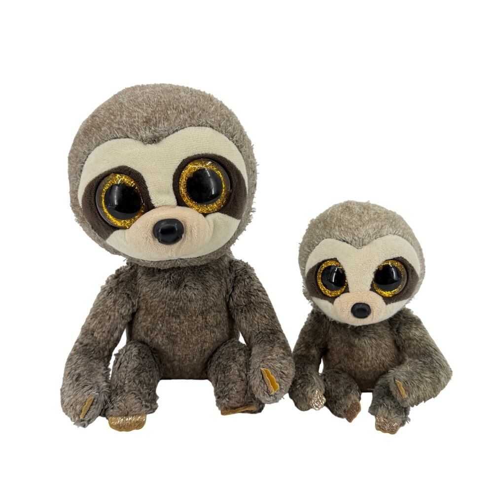 Set of 2 TY Beanie Boo Sloths Dangler 6" and 9" Plush Stuffed Animals TySilk